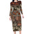 Pacific Hibiscus Tapa Tribal Vintage Family Matching Long Sleeve Bodycon Dress and Hawaiian Shirt Brown Motif