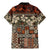 Pacific Hibiscus Tapa Tribal Vintage Family Matching Mermaid Dress and Hawaiian Shirt Brown Motif