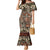 Pacific Hibiscus Tapa Tribal Vintage Family Matching Mermaid Dress and Hawaiian Shirt Brown Motif