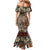 Pacific Hibiscus Tapa Tribal Vintage Family Matching Mermaid Dress and Hawaiian Shirt Brown Motif