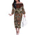 Pacific Hibiscus Tapa Tribal Vintage Family Matching Off The Shoulder Long Sleeve Dress and Hawaiian Shirt Brown Motif