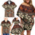 Pacific Hibiscus Tapa Tribal Vintage Family Matching Off Shoulder Short Dress and Hawaiian Shirt Brown Motif