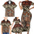 Pacific Hibiscus Tapa Tribal Vintage Family Matching Short Sleeve Bodycon Dress and Hawaiian Shirt Brown Motif