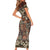 Pacific Hibiscus Tapa Tribal Vintage Family Matching Short Sleeve Bodycon Dress and Hawaiian Shirt Brown Motif