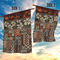 Pacific Hibiscus Tapa Tribal Vintage Garden Flag Brown Motif LT9 - Polynesian Pride