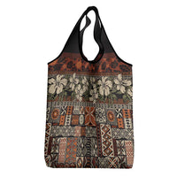Pacific Hibiscus Tapa Tribal Vintage Grocery Bag Brown Motif LT9 - Polynesian Pride