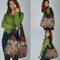 Pacific Hibiscus Tapa Tribal Vintage Grocery Bag Brown Motif LT9 - Polynesian Pride