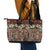 Pacific Hibiscus Tapa Tribal Vintage Leather Tote Bag Brown Motif