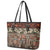 Pacific Hibiscus Tapa Tribal Vintage Leather Tote Bag Brown Motif