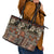 Pacific Hibiscus Tapa Tribal Vintage Leather Tote Bag Brown Motif