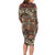 Pacific Hibiscus Tapa Tribal Vintage Long Sleeve Bodycon Dress Brown Motif