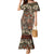 Pacific Hibiscus Tapa Tribal Vintage Mermaid Dress Brown Motif