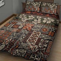 Pacific Hibiscus Tapa Tribal Vintage Quilt Bed Set Brown Motif LT9 - Polynesian Pride