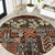 Pacific Hibiscus Tapa Tribal Vintage Round Carpet Brown Motif