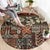 Pacific Hibiscus Tapa Tribal Vintage Round Carpet Brown Motif