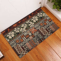 Pacific Hibiscus Tapa Tribal Vintage Rubber Doormat Brown Motif LT9 - Polynesian Pride