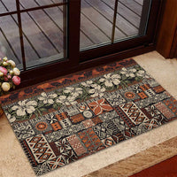 Pacific Hibiscus Tapa Tribal Vintage Rubber Doormat Brown Motif LT9 - Polynesian Pride