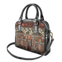 Pacific Hibiscus Tapa Tribal Vintage Shoulder Handbag Brown Motif