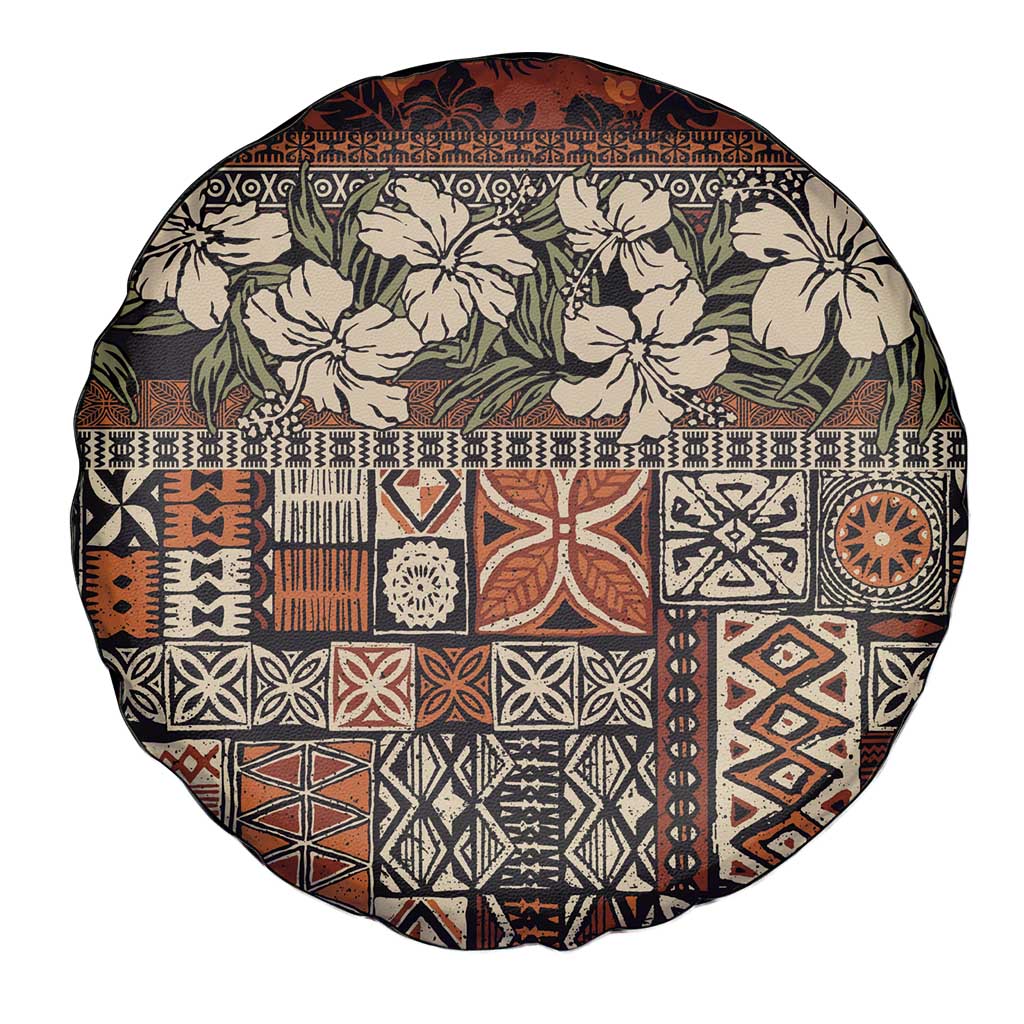 Pacific Hibiscus Tapa Tribal Vintage Spare Tire Cover Brown Motif LT9 - Polynesian Pride