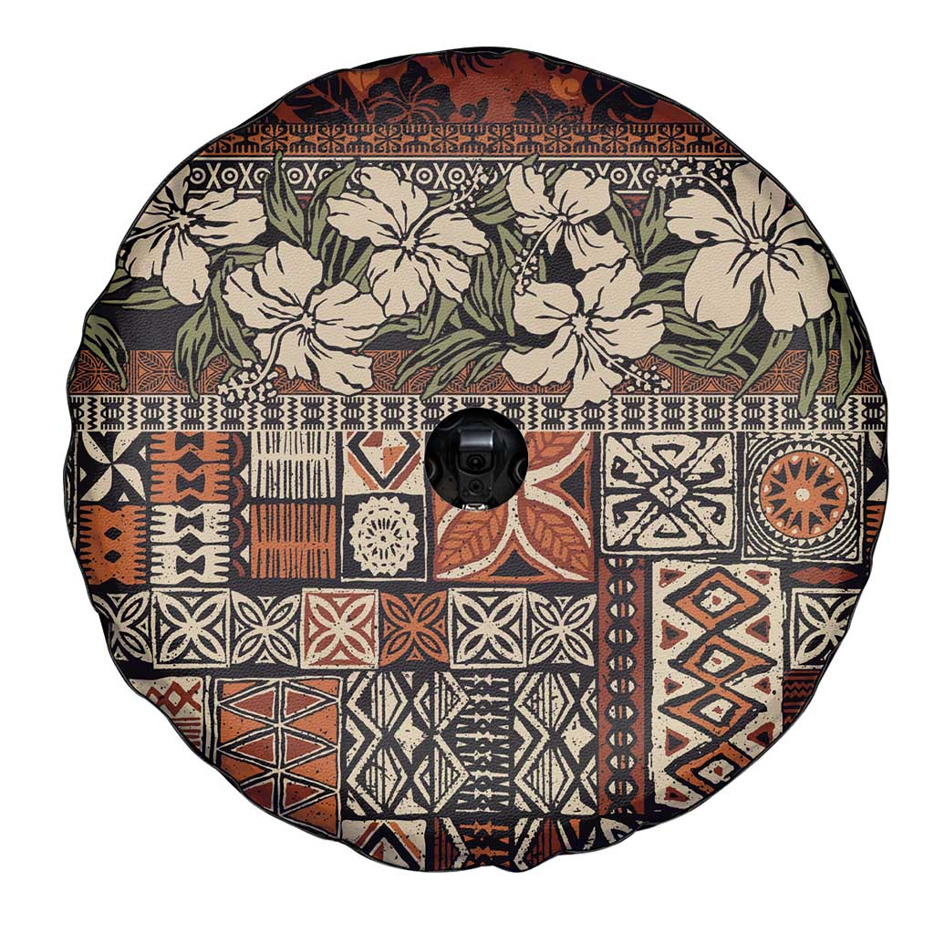 Pacific Hibiscus Tapa Tribal Vintage Spare Tire Cover Brown Motif LT9 - Polynesian Pride