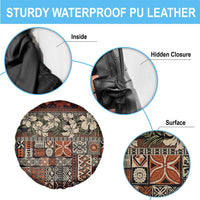 Pacific Hibiscus Tapa Tribal Vintage Spare Tire Cover Brown Motif LT9 - Polynesian Pride