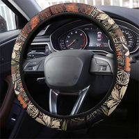 Pacific Hibiscus Tapa Tribal Vintage Steering Wheel Cover Brown Motif LT9 - Polynesian Pride