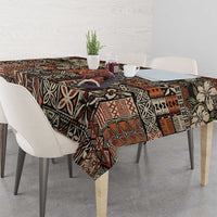 Pacific Hibiscus Tapa Tribal Vintage Tablecloth Brown Motif LT9 - Polynesian Pride