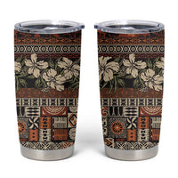 Pacific Hibiscus Tapa Tribal Vintage Tumbler Cup Brown Motif LT9 Brown - Polynesian Pride