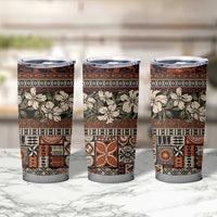 Pacific Hibiscus Tapa Tribal Vintage Tumbler Cup Brown Motif LT9 - Polynesian Pride