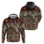 Pacific Hibiscus Tapa Tribal Vintage Zip Hoodie Brown Motif