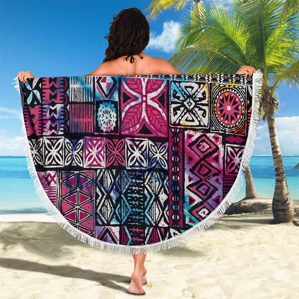 Pacific Hibiscus Tapa Tribal Vintage Beach Blanket Pink Motif LT9 - Polynesian Pride