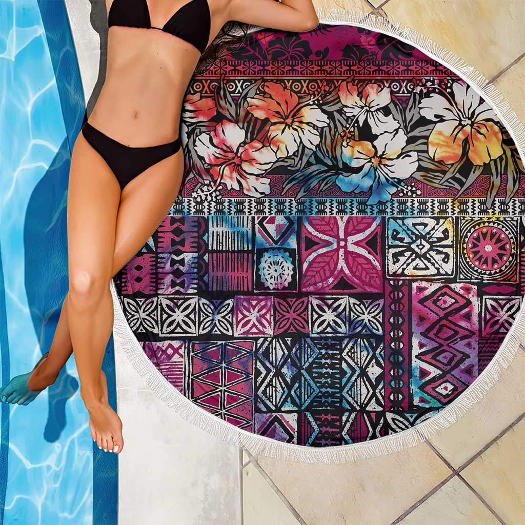 Pacific Hibiscus Tapa Tribal Vintage Beach Blanket Pink Motif LT9 - Polynesian Pride