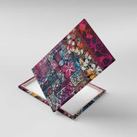 Pacific Hibiscus Tapa Tribal Vintage Canvas Wall Art Pink Motif LT9 With Frame Pink - Polynesian Pride