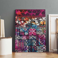 Pacific Hibiscus Tapa Tribal Vintage Canvas Wall Art Pink Motif LT9 - Polynesian Pride