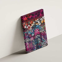 Pacific Hibiscus Tapa Tribal Vintage Canvas Wall Art Pink Motif LT9 - Polynesian Pride