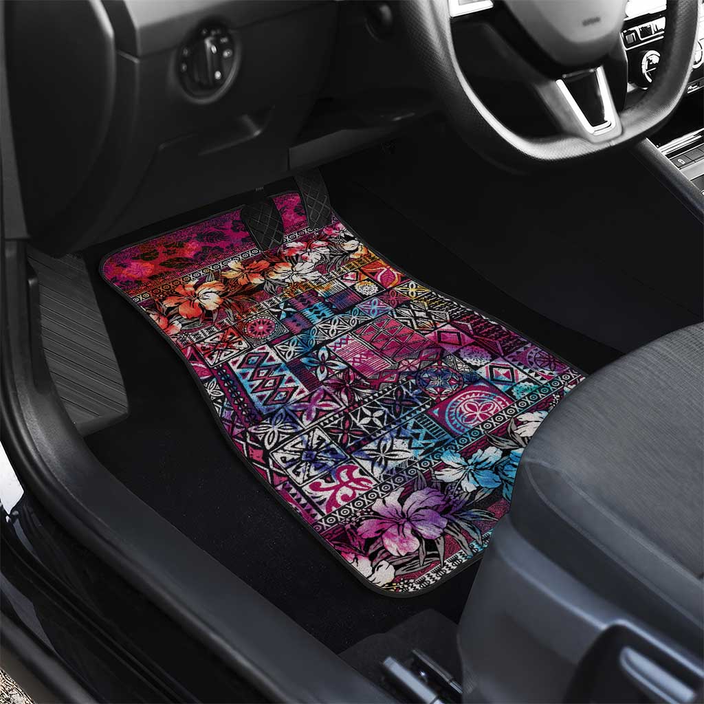 Pacific Hibiscus Tapa Tribal Vintage Car Mats Pink Motif LT9 - Polynesian Pride