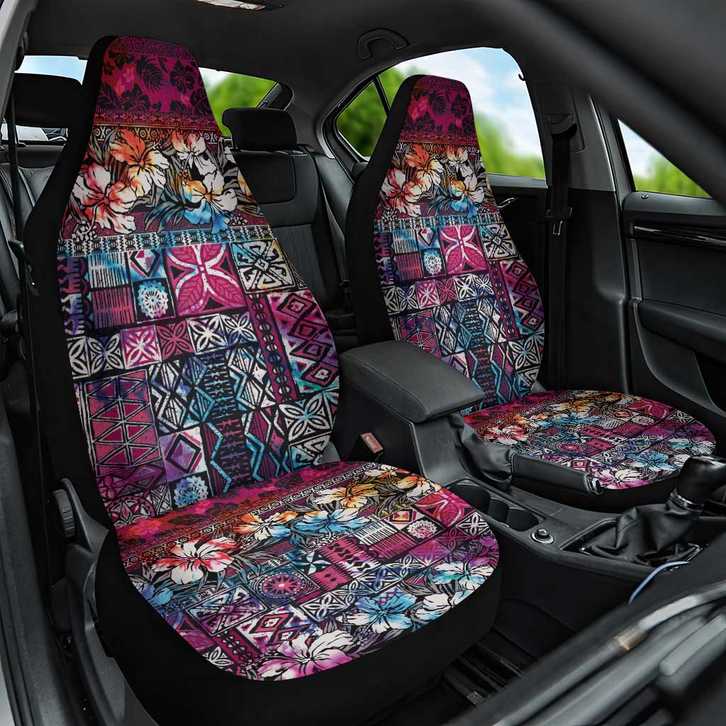 Pacific Hibiscus Tapa Tribal Vintage Car Seat Cover Pink Motif