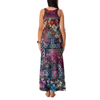 Pacific Hibiscus Tapa Tribal Vintage Family Matching Tank Maxi Dress and Hawaiian Shirt Pink Motif
