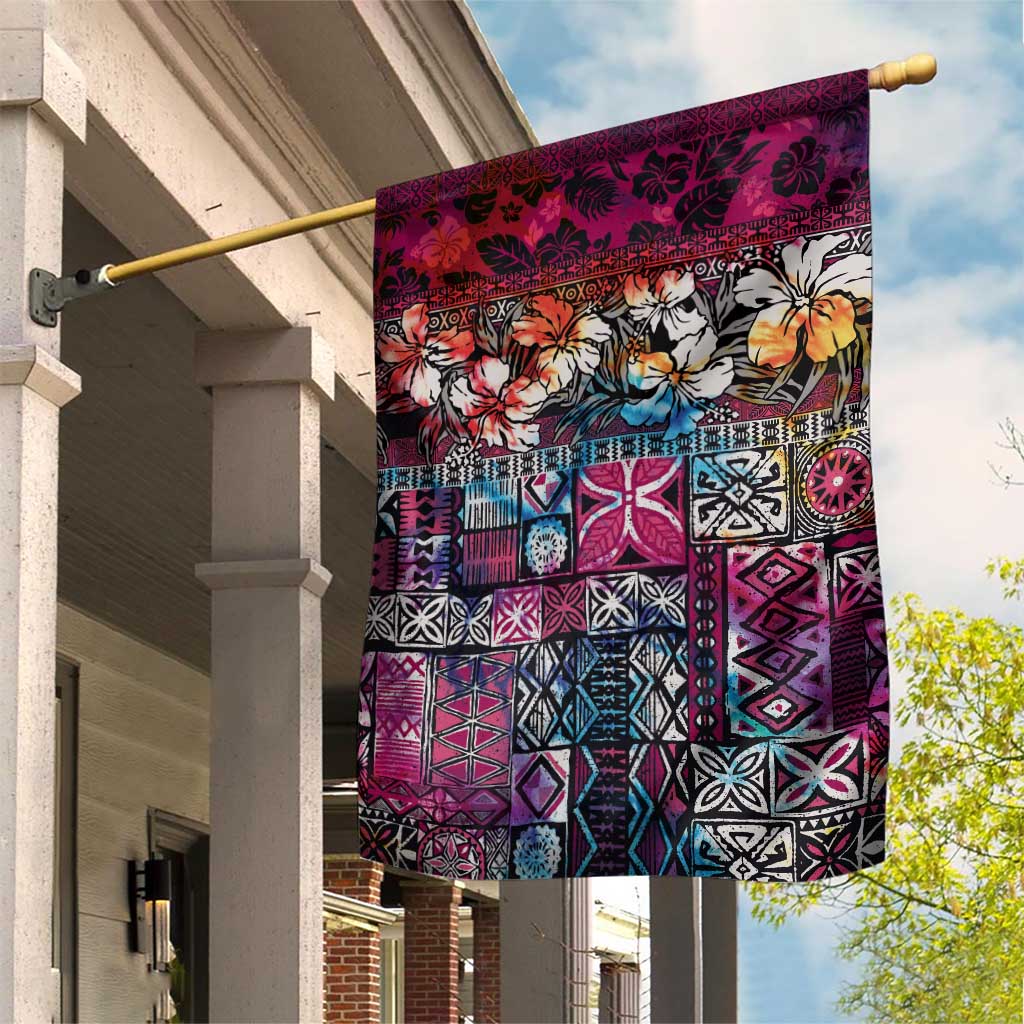 Pacific Hibiscus Tapa Tribal Vintage Garden Flag Pink Motif LT9 House Flag Pink - Polynesian Pride