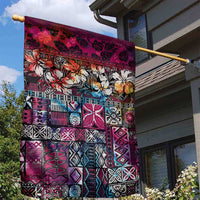 Pacific Hibiscus Tapa Tribal Vintage Garden Flag Pink Motif LT9 - Polynesian Pride