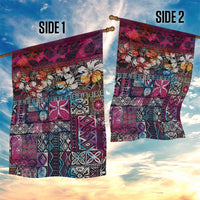 Pacific Hibiscus Tapa Tribal Vintage Garden Flag Pink Motif LT9 - Polynesian Pride