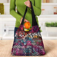 Pacific Hibiscus Tapa Tribal Vintage Grocery Bag Pink Motif LT9 - Polynesian Pride
