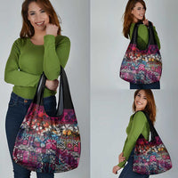 Pacific Hibiscus Tapa Tribal Vintage Grocery Bag Pink Motif LT9 - Polynesian Pride