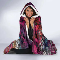 Pacific Hibiscus Tapa Tribal Vintage Hooded Blanket Pink Motif LT9 - Polynesian Pride