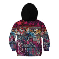 Pacific Hibiscus Tapa Tribal Vintage Kid Hoodie Pink Motif