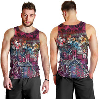 Pacific Hibiscus Tapa Tribal Vintage Men Tank Top Pink Motif LT9 - Polynesian Pride