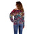 Pacific Hibiscus Tapa Tribal Vintage Off Shoulder Sweater Pink Motif