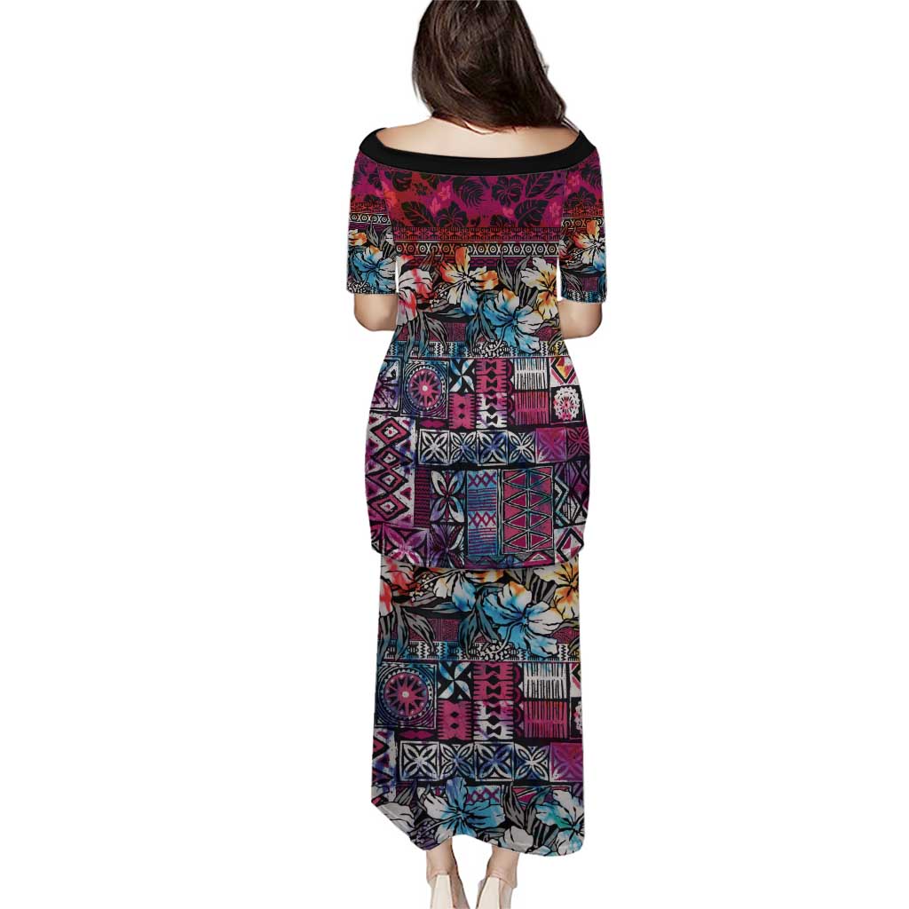 Pacific Hibiscus Tapa Tribal Vintage Puletasi Pink Motif LT9 - Polynesian Pride