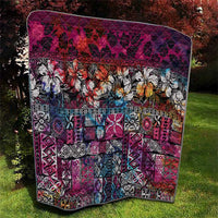 Pacific Hibiscus Tapa Tribal Vintage Quilt Pink Motif