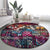 Pacific Hibiscus Tapa Tribal Vintage Round Carpet Pink Motif